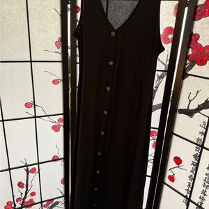 Chic Black Button-Front Maxi Dress